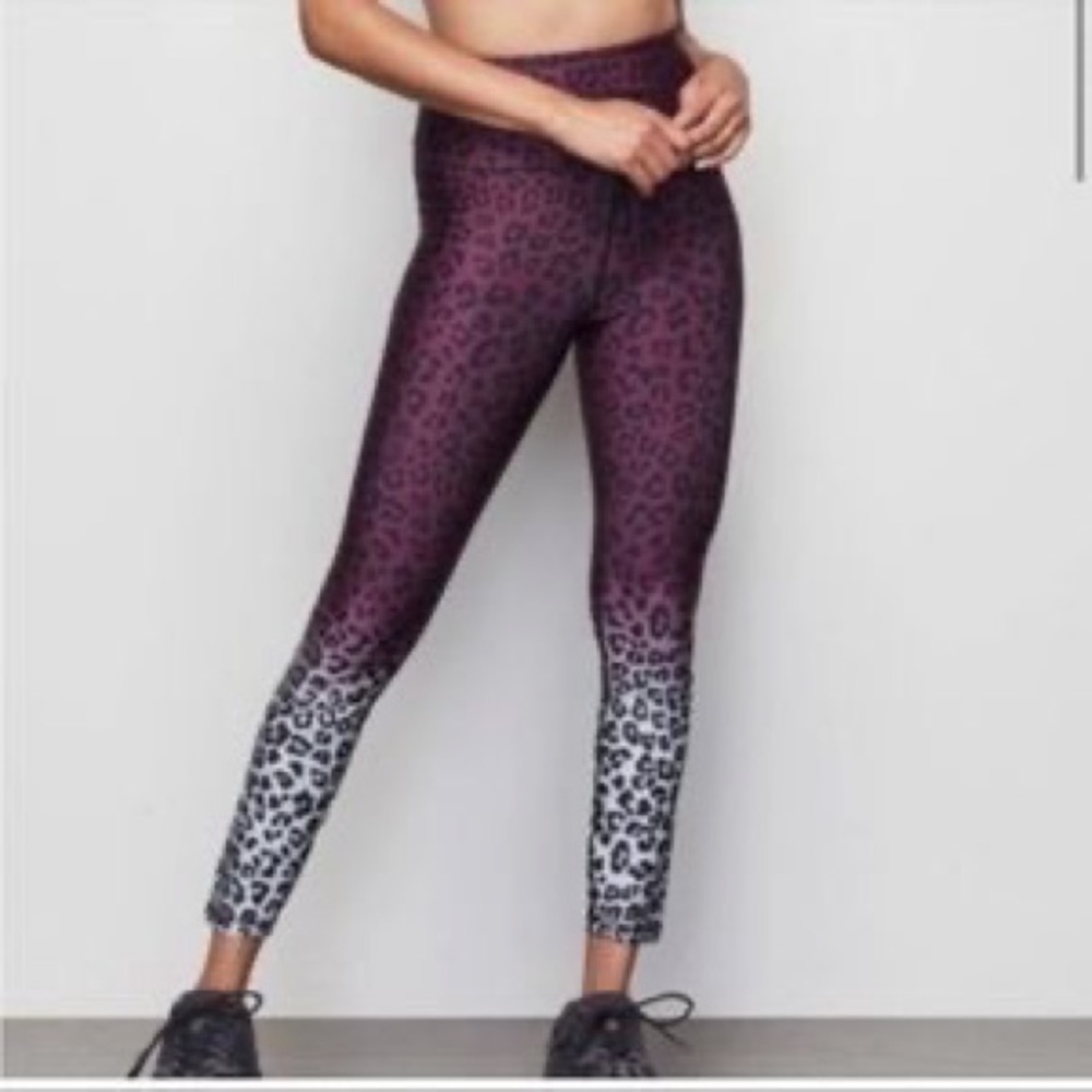 Good American purple & white leopard workout leggings